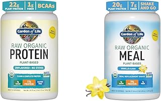 Garden of Life Organic Vegan Unflavored Protein Powder 22g Complete Plant Based Raw Protein & Vegan Protein Powder - Raw Organic Meal Replacement Shakes - Vanilla - Pea Protein