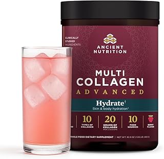 Ancient Nutrition Advanced Multi Collagen Protein Powder Hydrate, Mixed Berry, 30 Servings