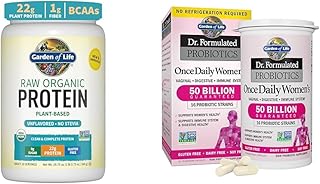 Garden of Life Organic Vegan Unflavored Protein Powder 22g Complete Plant Based Raw Protein & BCAAs Plus Probiotics & Digestive Enzymes for Easy Digestion &