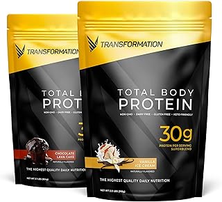 Transformation Chocolate & Vanilla Protein Powder | 30G Multi-Protein Superblend | Collagen Peptides, Egg White & Plant Blend | MCT Oil | BCAA Amino Acids | Probiotics & Enzymes | Low Carb Shake