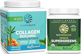 Organic Greens Probiotic Powder & Vegan Collagen Protein Powder Set | Bundle & Save | Non-GMO No Added Sugar Soy or Dairy (20 Servings Vegan Collagen Booster, 45 Servings Greens)