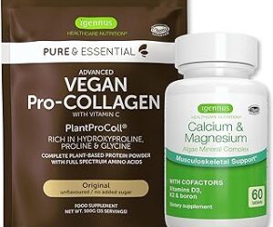 Vegan Collagen Protein Powder + Calcium & Magnesium Complex Vegan Bundle, Comprehensive Bone Support, by Igennus