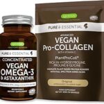 Pure & Essential Vegan Collagen Peptide Protein Powder & Vegan Omega 3 Bundle, Complete Collagen Boosting Formula & Sustainable Algae Oil 1340mg, by Igennus