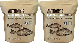 Anthony's Hydrolyzed Marine Collagen Peptides, Gluten-Free, Paleo and Keto Friendly, Unflavored, 1-Pound (Pack of 2)